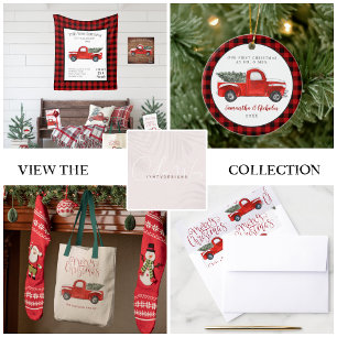 Farmhouse Red Christmas Truck   Holiday Photo
