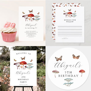 Rustic Woodland Mushroom Birthday Party Invitation