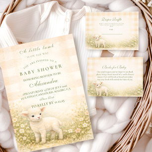 Vintage Little Lamb Meadow Flowers Baby Shower Invitation