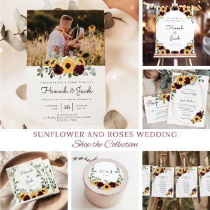 Rustic Sunflower and Roses Wedding Invitation