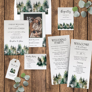 Rustic Watercolor Forest Wedding Save the Date
