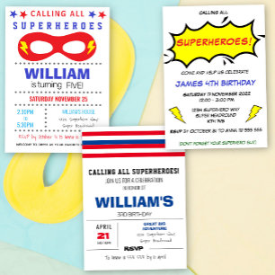 Superheros Party Happy Birthday Invitation