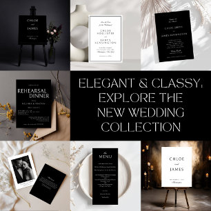 Elegant Classic Black Tie Wedding Rehearsal Dinner Invitation