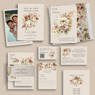Rustic Brown Floral Wedding Invitation Envelope