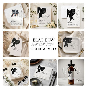 Elegant Black Bow Fifty and Fabulous Gift Tags