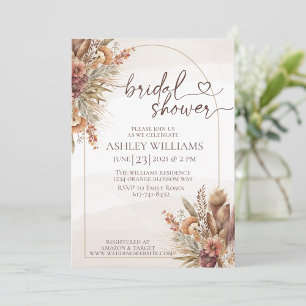 floral Pompas grass boho bridal shower Invitation