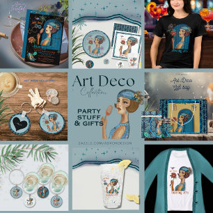 Art Deco Lady with flower white Tri-Blend Shirt