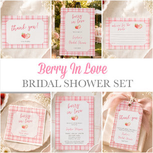 Berry In Love Starwberry Bridal Shower Thank You Note Card