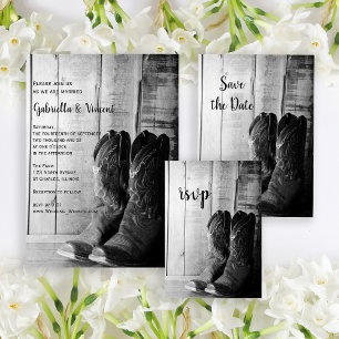 Rustic Cowboy Boots Western Wedding Magnetic Invitation