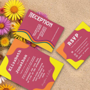 Retro Southwestern Waves Wedding RSVP Card