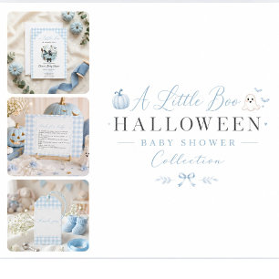 A Little Boo Baby Shower Blue Halloween Invitation