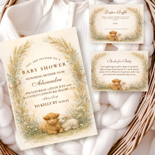Vintage Barnyard Wildflower Baby Shower Invitation