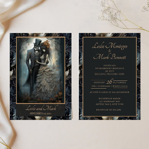 Gothic Wedding Floral for Skeleton Bride and Groom Envelope Liner
