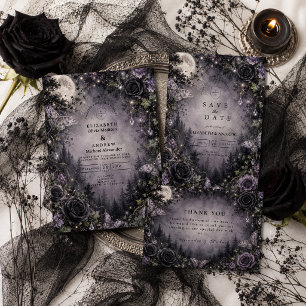 Moonlit Fairy Goth Wedding Thank You Card