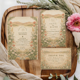 Boho Desert Botanical Wedding Invitation