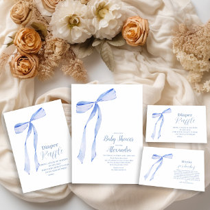 Elegant Light Blue Bow Invitation
