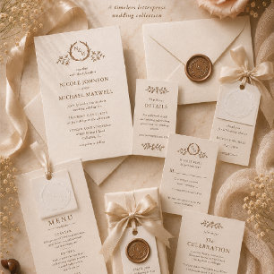 Charlotte Heirloom Monogram Letterpress Wedding Invitation
