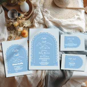Cute Dusty Blue Cielito Lindo  Books for Baby Enclosure Card