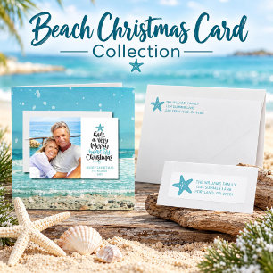 Beach Christmas Magnetic Holiday Card