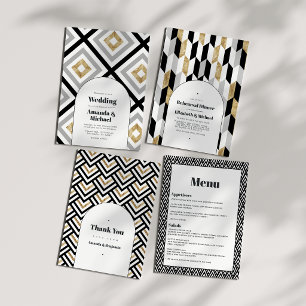 Modern Geometric Wedding Rehearsal Dinner Invitation