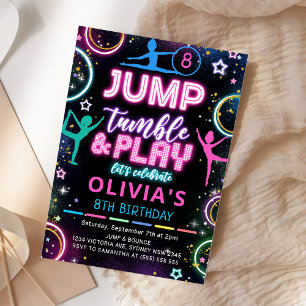Gymnastics Jump Birthday Party Photo Invitation