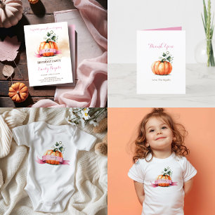 Personalized Orange & Pink Pumpkin  Baby Bodysuit