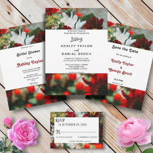 Elegant red roses Blossoms floral Bridal Shower Invitation