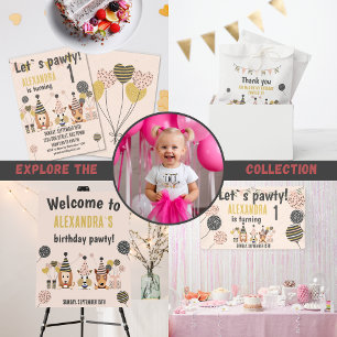 Let`s pawty! Dogs with balloons Birthday Invitation