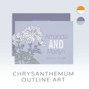 Wedding chrysanthemum white gray rescheduled invitation