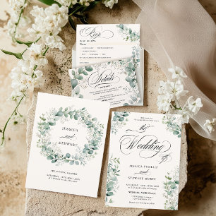 Elegant Breath Eucalyptus Greenery Script Wedding Invitation