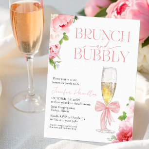 Brunch and Bubbly   Bow Watercolor Bridal Shower Invitation