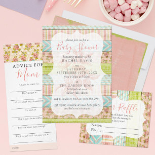 Shabby Chic Roses Rustic Wood Floral Baby Shower Invitation