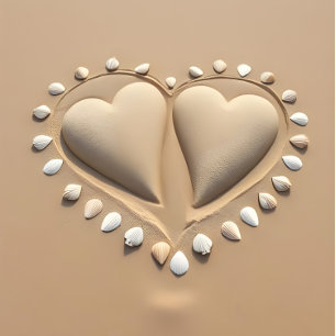 Beach Wedding Sand Hearts- Table Number