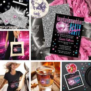 Retro 70's Neon Look Disco Ball Bachelorette Tote Bag