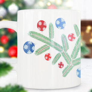 Christmas tree branch with snowflake decorations throw pillow