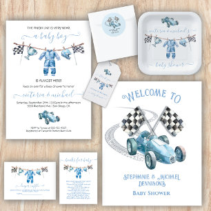 Car Racing Clothesline Boy Baby Shower Napkins