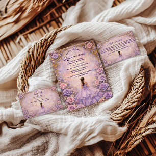 Lavender Rose Fairytale Quinceañera Save The Date