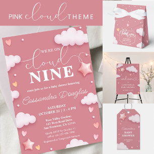 Pink Clouds Hello Baby Shower All In One Invitation
