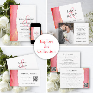 Elegant Coral Pink Topaz and Gold Wedding Foil Invitation
