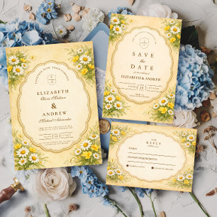 Vintage Daisy Garden Wedding Save The Date