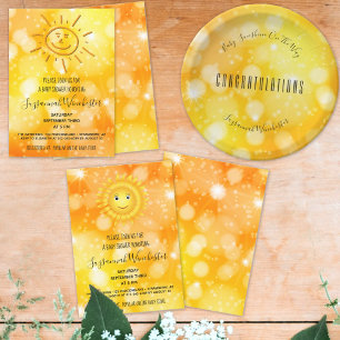 Yellow Orange Gender Neutral Template Baby Shower Paper Plates