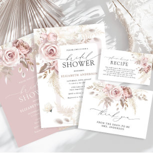 Elegant Chic Dusty Rose Floral Bridal Shower Invitation