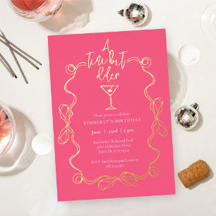 A Tiny Bit Older Black Gold Martini Birthday Party Foil Invitation