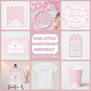 Little Sweetheart Pink Peach Hearts 1st  Invitation