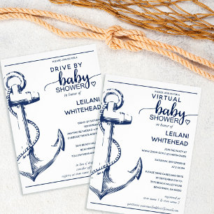 Budget Nautical Anchor Baby Boy Shower Invitation