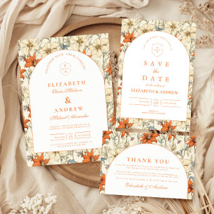 Autumn Floral Arch Wedding Thank You Card