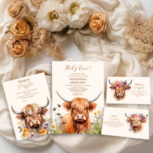Cute Highland Cow Baby Shower Paper Plates