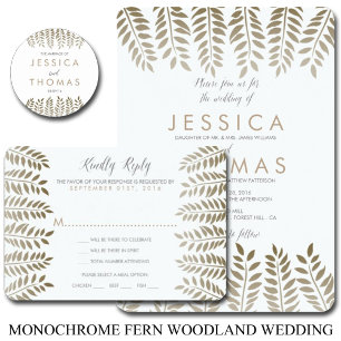 The Monochrome Fern Woodland Wedding Collection Invitation