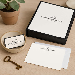 Modern Home Logo Real Estate, Realtor Ivory/Black Pocket Folder