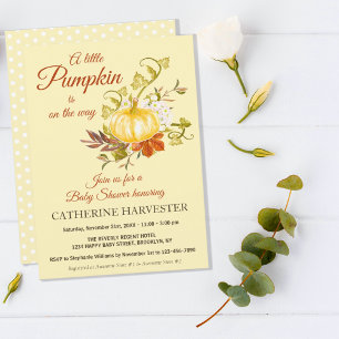 Little Pumpkin Rustic Fall Baby Shower Invitation Postcard